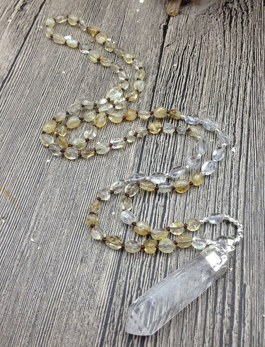 Raw Quartz Pendant & CITRINE Bead 'ABUNDANCE & POSITIVITY 'Necklace